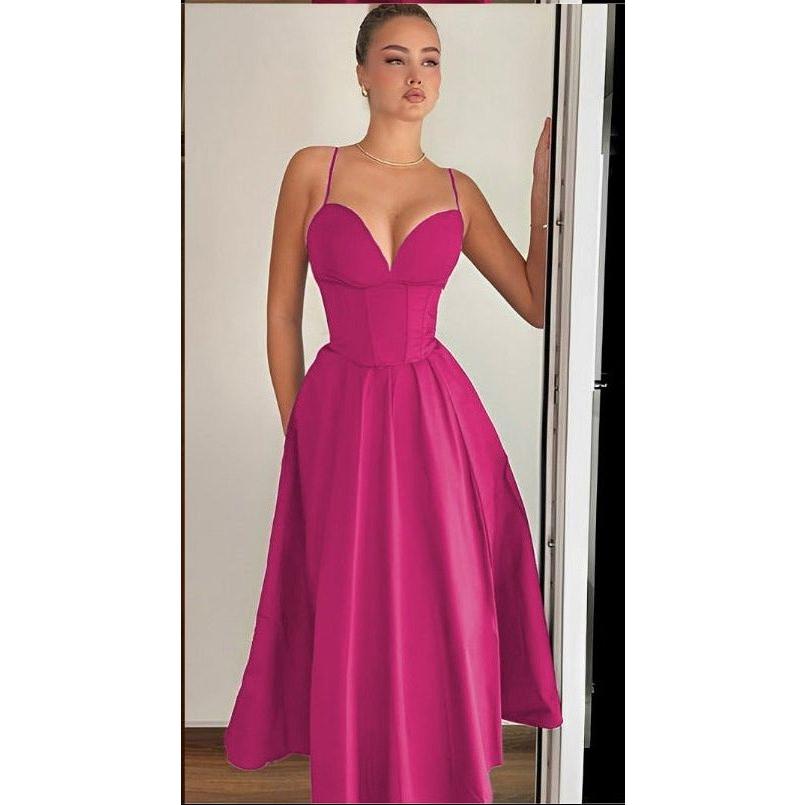 Sweetheart Spaghetti Straps Satin Party Dresses