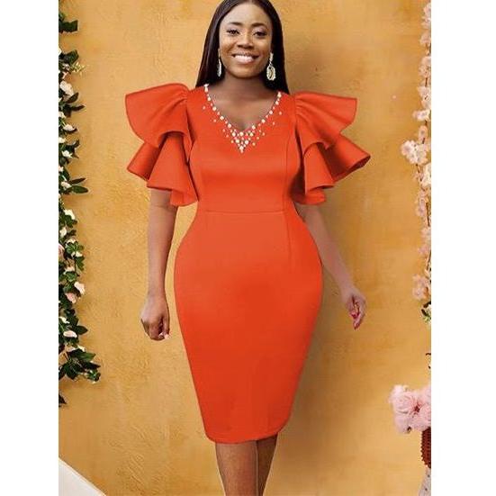 Flare Sleeves Bodycon Formal Elegant Cocktail Party Dress