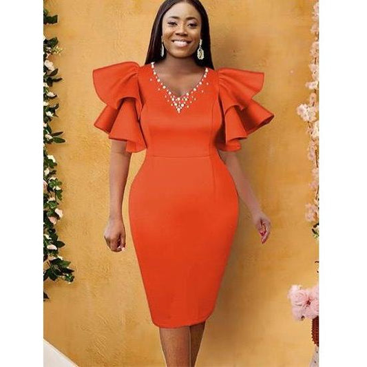 Flare Sleeves Bodycon Formal Elegant Cocktail Party Dress