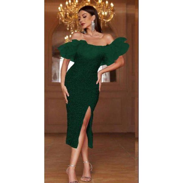 Off-Shoulder Sequins Short Prom Dress With Slit Party Gowns