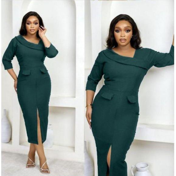 Women's Business Slit Bodycon Midi Dress