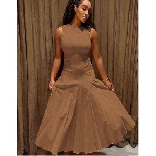 Fit & Flare Panelled Maxi Dress