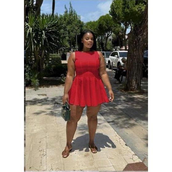 Sheer Mesh Insert Crisscross Skater Dress