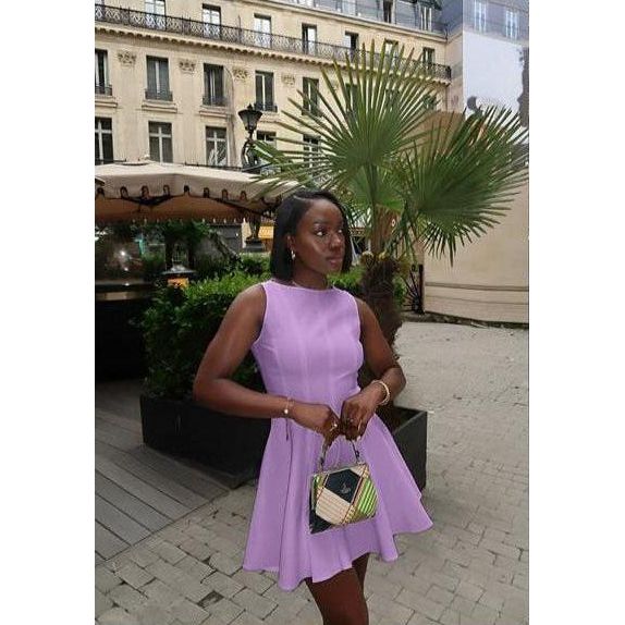 Sheer Mesh Insert Crisscross Skater Dress