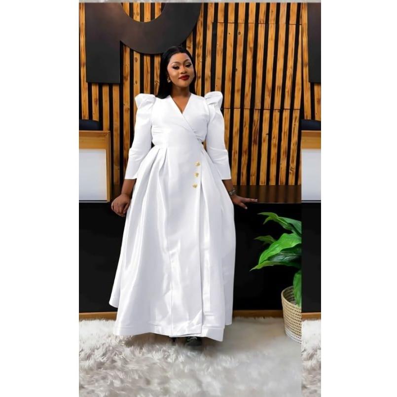 Satin Puffer Shoulder Maxi Dress