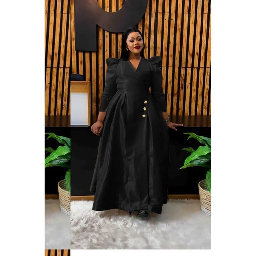 Satin Puffer Shoulder Maxi Dress