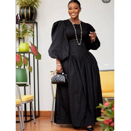 Puffy Buff Long Sleeves Maxi Dress