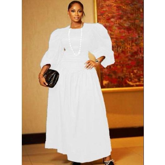 Puffy Buff Long Sleeves Maxi Dress