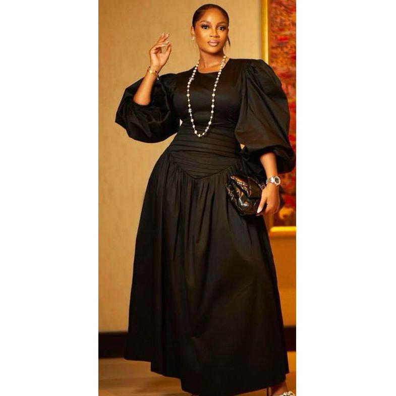 Puffy Buff Long Sleeves Maxi Dress