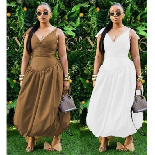 Spaghetti Strap Pleated Maxi Dress.