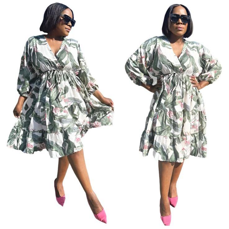 Floral Long Sleeve Midi Ankara Dress