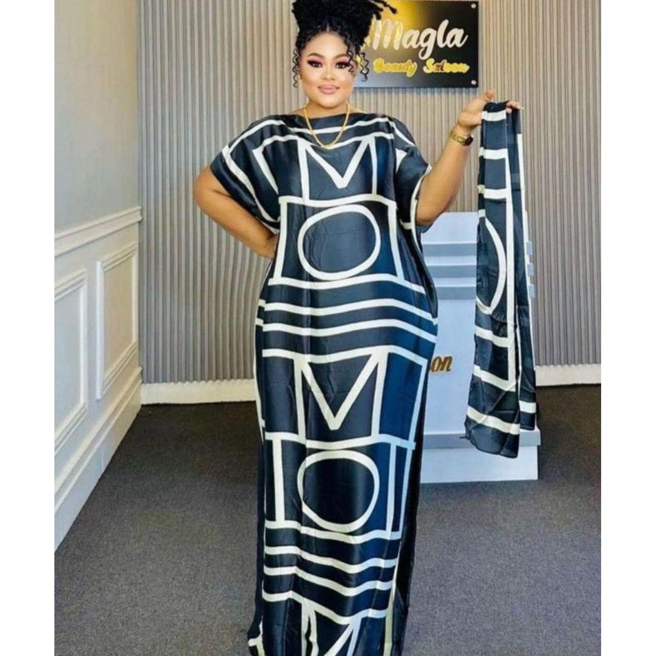 Printed kaftan abaya African Silk Maxi Dress.