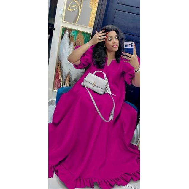 Short Puffy Sleeve Floral Maxi Dress