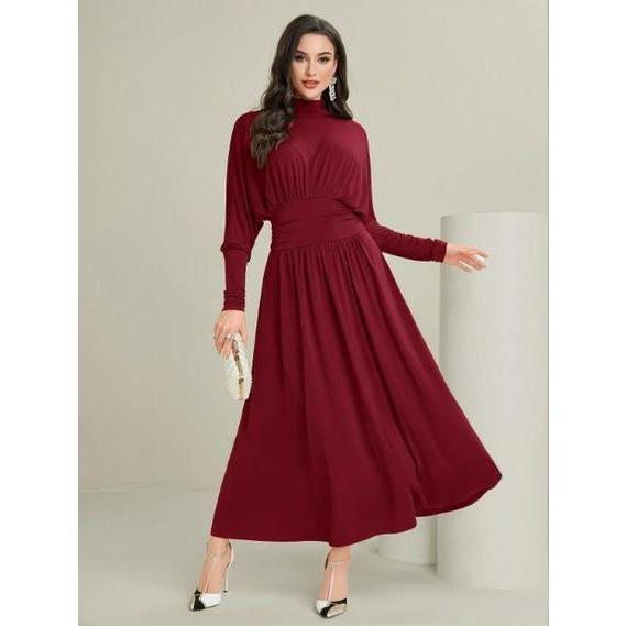 Modelyn Plus Lantern Sleeve Ruffle Hem Belted Dress