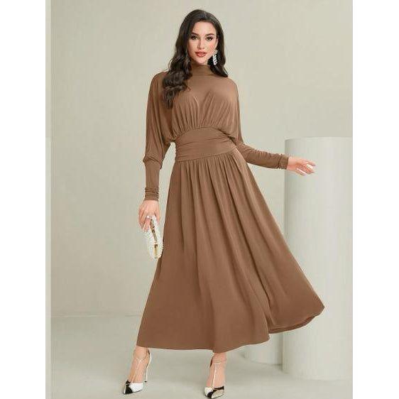 Modelyn Plus Lantern Sleeve Ruffle Hem Belted Dress