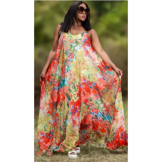 Floral Sleeveless Maxi Party Dress