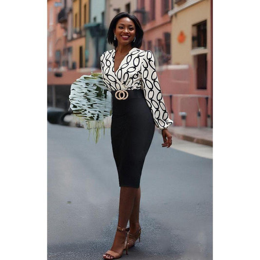 Long Sleeve A Line Retro Midi Dress.