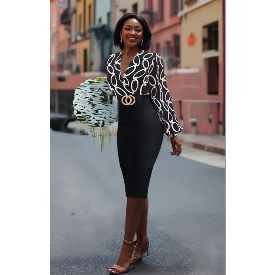 Long Sleeve A Line Retro Midi Dress.