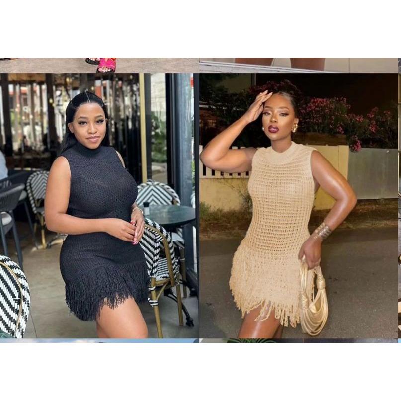 Sleeveless Knitted Solid Color Short Dress.