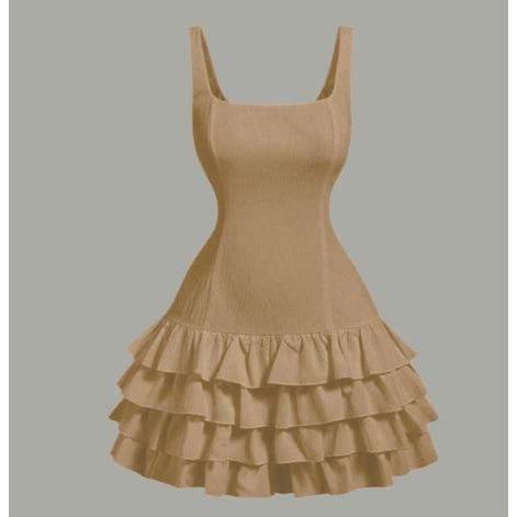 Layered Cake Dress Cute Square Neck Summer Dress