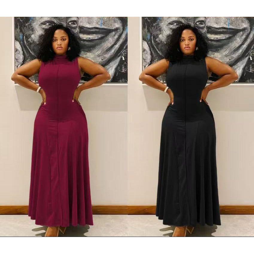 Turtleneck Sleeveless Maxi Dress