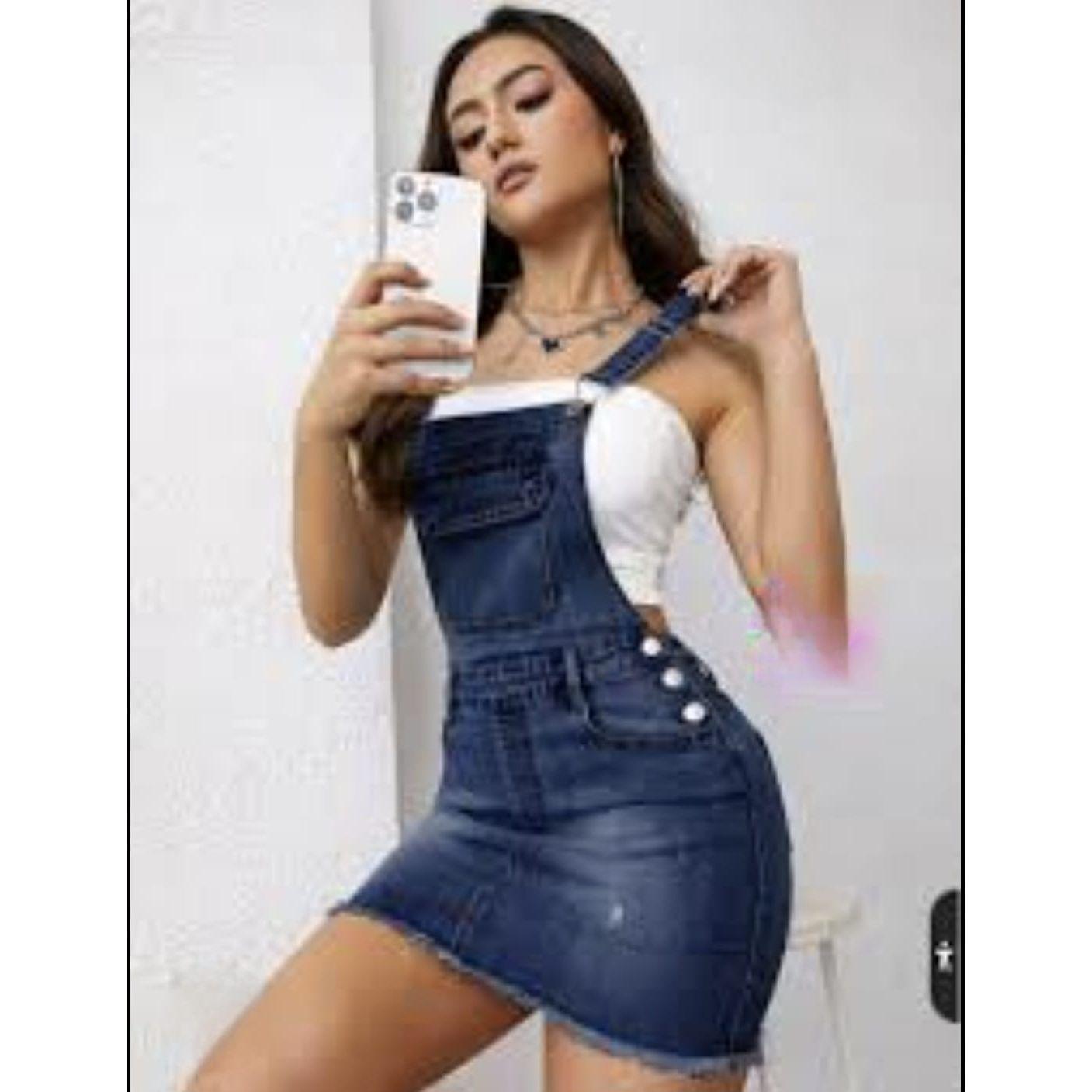 Dungaree Denim Overall Mini Dress