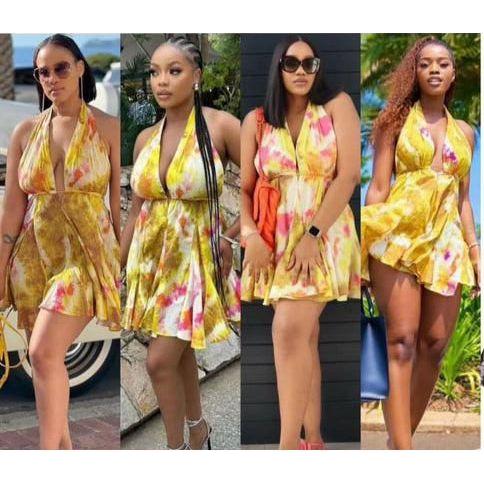 Floral Sexy Backless Sleeveless Boho Beach Mini Dress