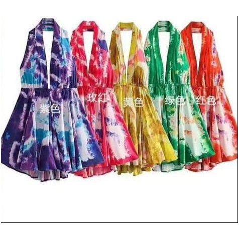 Floral Sexy Backless Sleeveless Boho Beach Mini Dress