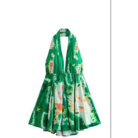 Floral Sexy Backless Sleeveless Boho Beach Mini Dress