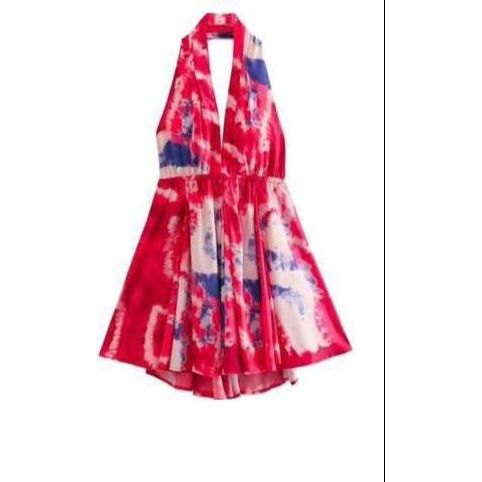 Floral Sexy Backless Sleeveless Boho Beach Mini Dress