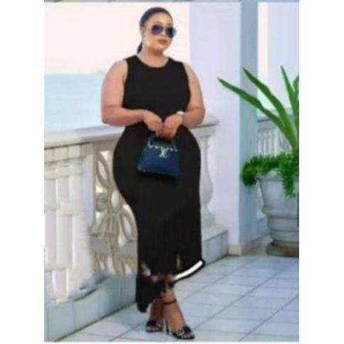 Woman’s Knitted Tussle Midi Fringe Dress