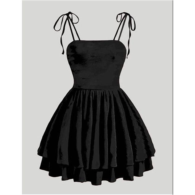 Date Night Bow Solid Ruched Bust Cami Sun Dress