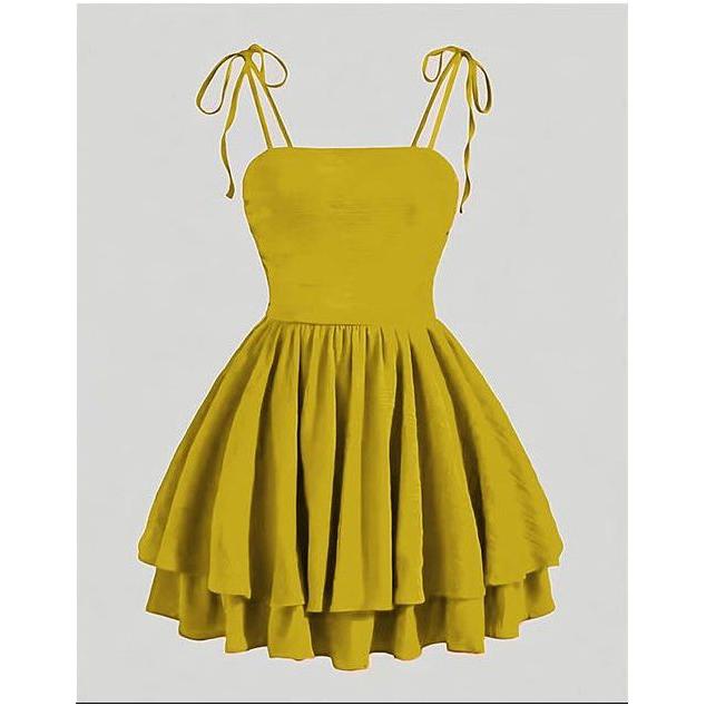 Date Night Bow Solid Ruched Bust Cami Sun Dress