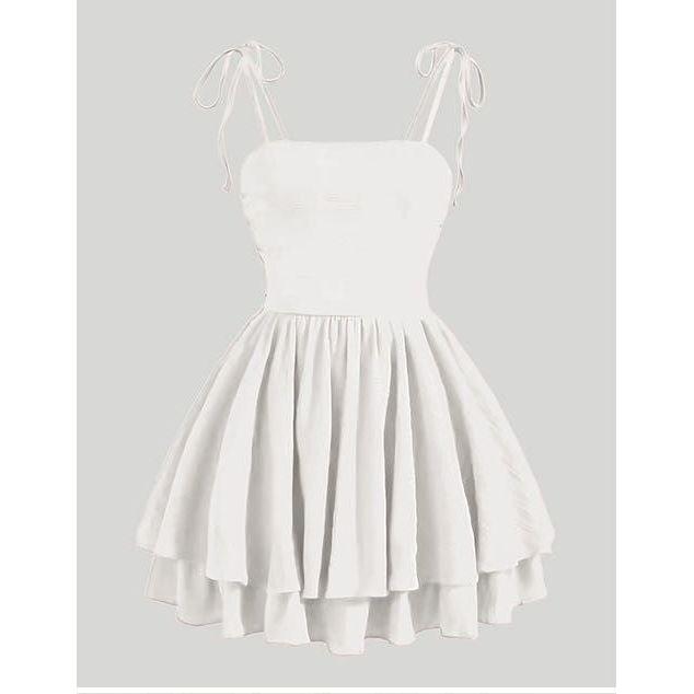 Date Night Bow Solid Ruched Bust Cami Sun Dress