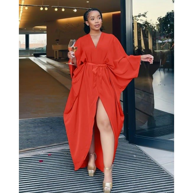 Plus Twist Front Cloak Sleeve Wrap Hem Dress.