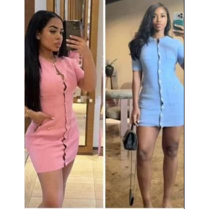 Drop V-Neck Casual Button Front Sexy Short Dress