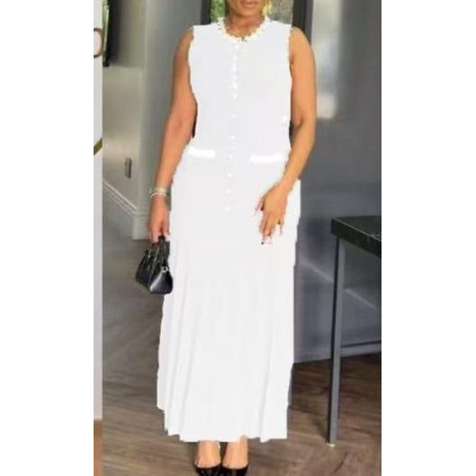 Sleeveless Pleated Corset Long Dress.