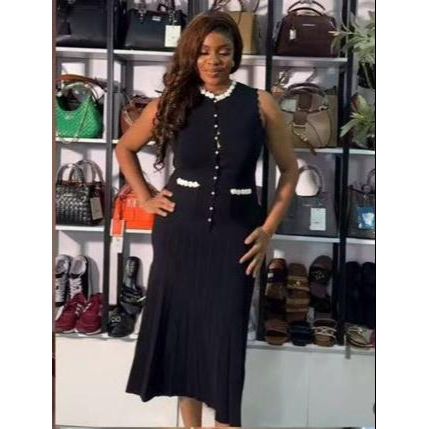 Sleeveless Pleated Corset Long Dress.