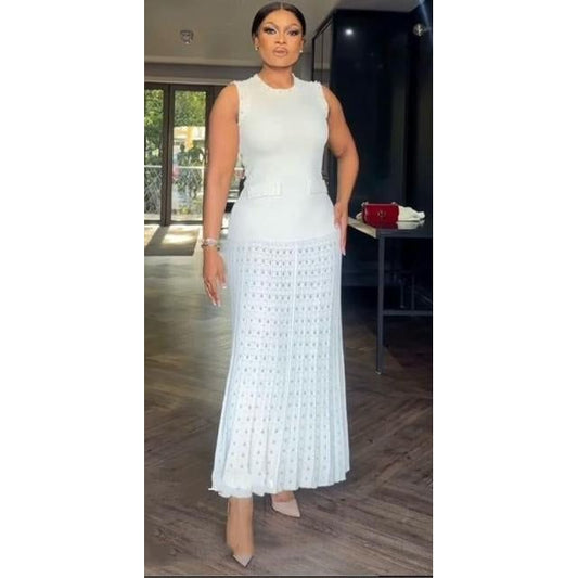 Sleeveless Elegant Pleated Slim A-Line Dress