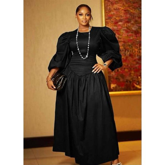 Puffy Buff Long Sleeves Maxi Dress