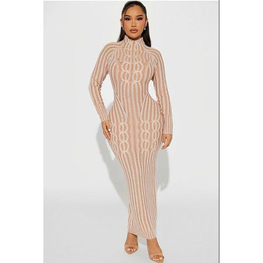 Shimmering rib-knit dress