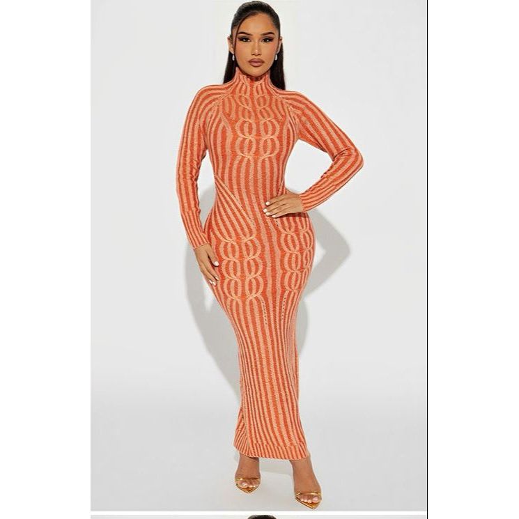 Shimmering rib-knit dress