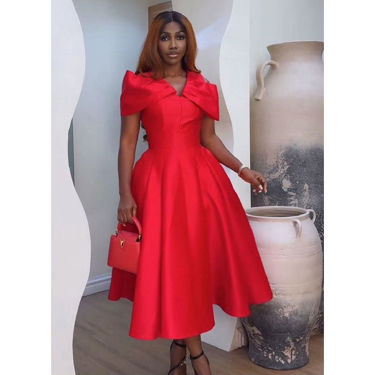 Plus Size Cross Fold Box Pleated Dress