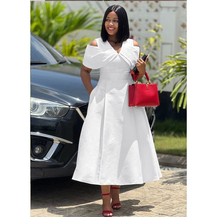 Plus Size Cross Fold Box Pleated Dress