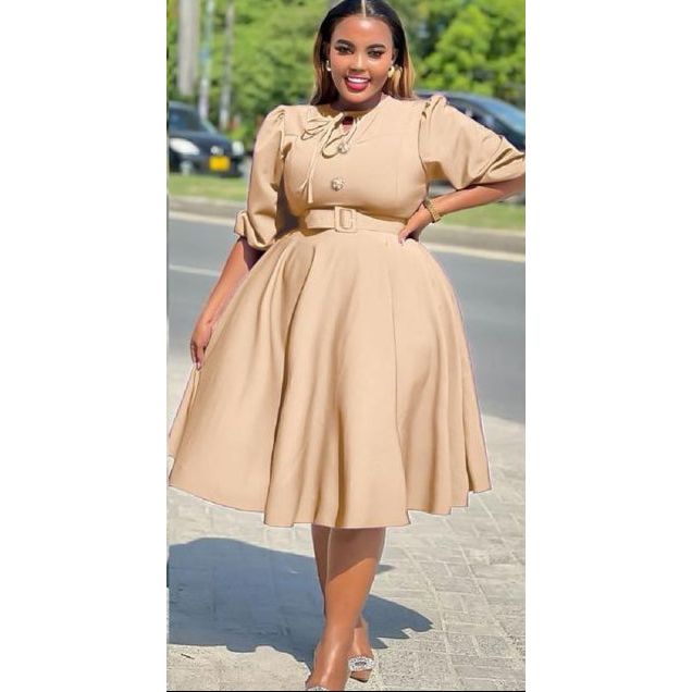 Plus Size 3 Quoter Sleeve Midi Dress