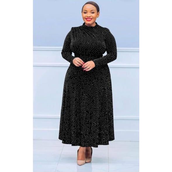 Plus Size Sequin Decor Shiny Round Neck Cocktail Gorgeous,Festival Party Dress