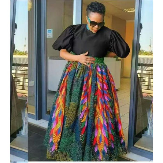 Plus Size Puffer Sleeve Maxi Dress