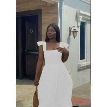 Plain Color Strap Shoulder Ruffle Hem Holiday Cami Dress