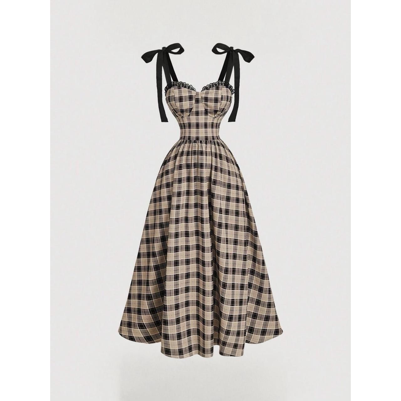 Elegant Plaid Belted Dress