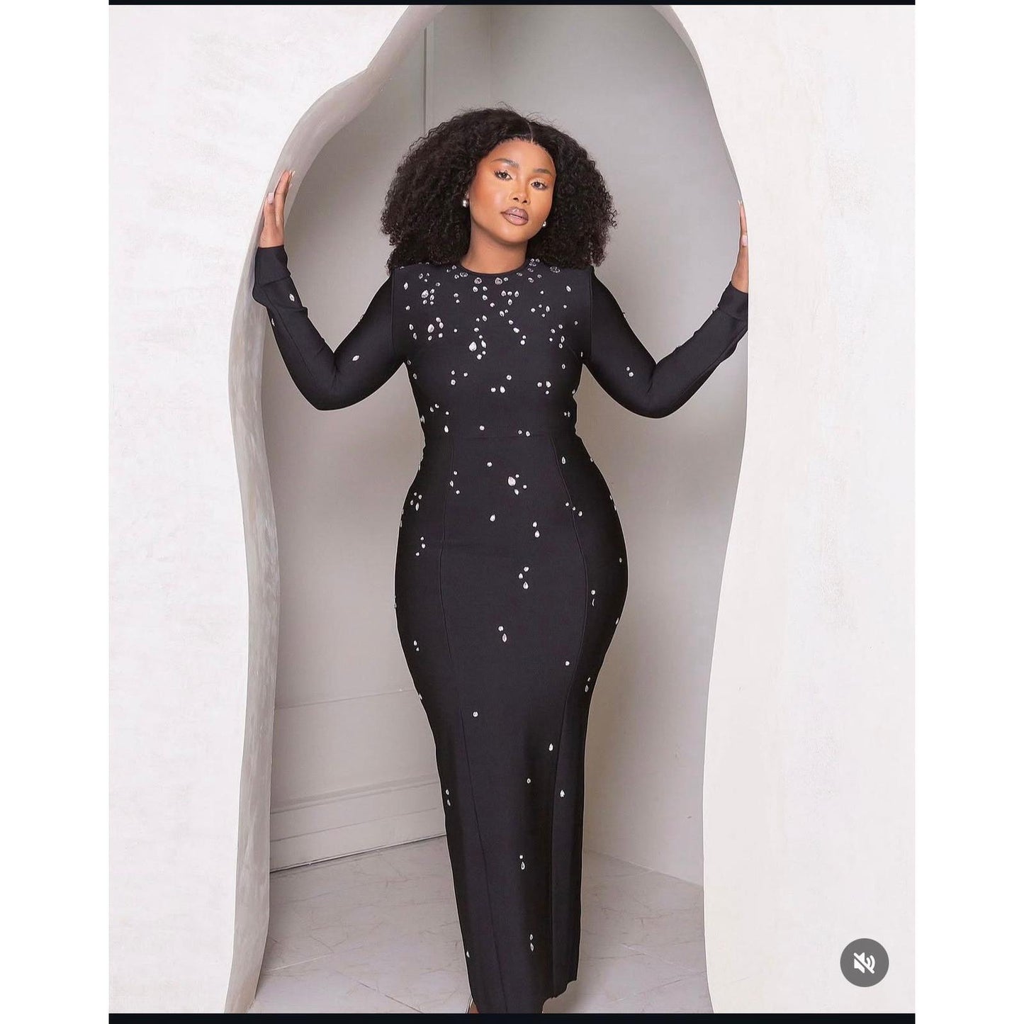 Silver Glitted Long Sleeve Dress